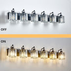 6-Light Black Bathroom Light Fixtures Over Mirror Modern Vanity Lights Crystal Wall Sconce Vintage Bathroom Lighting with Crystal Shade E26 Base for Bedroom, Living Room, Hallway