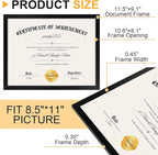 YixangDD 8 PACK Certificate Frames 8.5 x 11, Black Diploma Frame Document Frame with Clear Plexiglass, Picture Frames for Tabletop and Wall Display