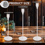 27 Pack Candles Holder, 9 Sets Taper Candlestick Holders Fit 0.75 Inch Thick Pillar Candles, Long Candle Sticks Centerpiece Decor for Home Wedding Dinning Party Anniversary(White)