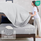 HEVUMYI Twin Comforter Set - 5-Piece All Season Bed in a Bag Twin, Ultra Soft Bedding Set with Comforter, Flat Sheet, Fitted Sheet, Pillowcases, Pillow Shams, Navy Blue & Light Grey