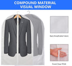 Clear Garment Bag Suit Bags for Closet Storage, Vinyl Garment Bags for Hanging Clothes, Coat Covers for Closet with Zipper and Plastic Garment Bags for Hanging Clothes - 24'' X 40''/6 Pack