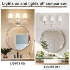 Kvhilw Bathroom Vanity Light, Brushed Nickel Bathroom Light Fixtures, 3-Light Lighting Fixtures Over Miror, Modern Wall Sconce with Flared White Fabric Shade, E26 Socket(ETL Listed)