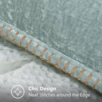 decorUhome Spring Chenille Soft Cozy Throw Pillow Covers 20x20 Set of 2, Modern Farmhouse Boho Velvet Decorative Pillow Cases with Stitched Edge for Couch Sofa Bed Home Decor, Aqua Haze