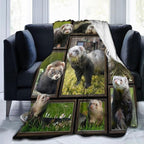Cute Ferret Blanket for Women Girls Boys Men Funny Animal Ferrets Throw Blanket Plush Cozy Flannel Fleece Ultra Soft Fuzzy Blankets Gifts 60"X50"