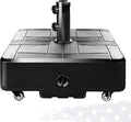 FRUITEAM 155lb Capacity Fillable Portable Umbrella Base with Wheels,Patio Umbrella Base Heavy Duty, Square Market Stand for Patio,Outdoor w/ 4 Wheels, 2 Knobs, Suitable for 6-12 ft Outdoor Umbrella