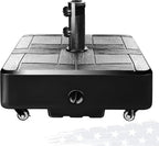 FRUITEAM 155lb Capacity Fillable Portable Umbrella Base with Wheels,Patio Umbrella Base Heavy Duty, Square Market Stand for Patio,Outdoor w/ 4 Wheels, 2 Knobs, Suitable for 6-12 ft Outdoor Umbrella