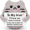 Gifts for Him Her Boyfriend Girlfriend Wife Husband Wedding Anniversary Birthday Gift for Women Men Handmade Positive Cat I Love You Crochet Couples to My Love Christmas