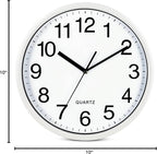 Bernhard Products White Wall Clocks Large 13 Inch, Silent Non Ticking 2 Pack, Quality Quartz Battery Operated Round Easy to Read Home/Office/Business/Classroom/School Clock, Black