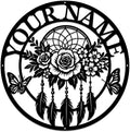 Personalized Dream Catcher Metal Wall Art - Custom Name Iron Sign for Home Decor, 8-30 Inch Black (Style K)