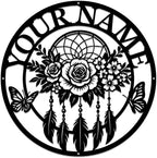 Personalized Dream Catcher Metal Wall Art - Custom Name Iron Sign for Home Decor, 8-30 Inch Black (Style K)