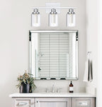 MELUCEE 5 Color Dimmable Vanity Lights 3 Light LED Bathroom Light Fixtures Chrome Bathroom Lights Over Mirror Wall Light Fixtures with Crystal Bubble Clear Glass Shade, Built-in LED Chips