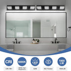 Modern LED Bathroom Lights Fixtures(4-Light),Metal Black Acrylic Wall Lighting,Vanity Lights for Bathroom Over Mirror(6000k 27in)