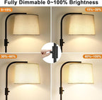 Ambimall Fully Dimmable Floor Lamp - Floor Lamps 9W LED Light Bulbs, Standing Lamps for Living Room with Adjust Head, Modern Standing Light Rotary Switch, Tall Lamp for Bedroom (Black and Linen Grey)