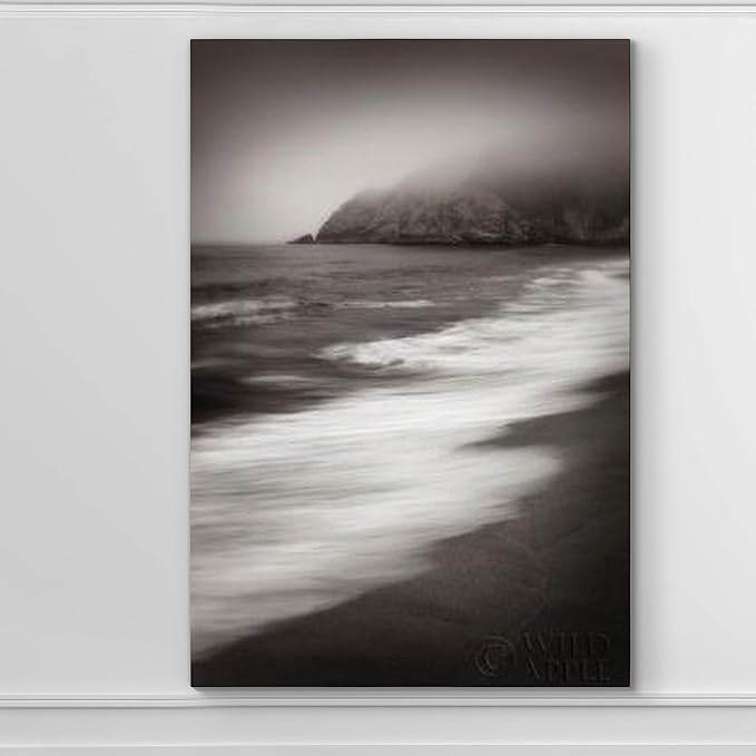 Renditions Gallery Canvas Nature Wall Art Home Paintings & Prints Vintage Blurry Shore Black & White Scenic Modern Decorative Artwork for Bedroom Living Room Office Kitchen - 12"x18" LT06