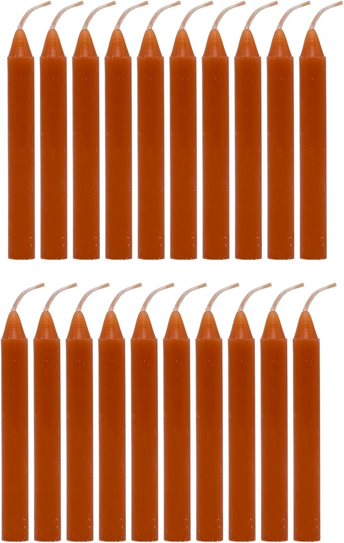 Alternative Imagination Brown Chime Candles - 20 Pack of Unscented 4 Inch Mini Taper Candles - Dripless Long Burning Ritual Candles for Meditation, Spell Work, Birthdays, Ceremonies & Home Decor