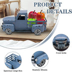 Metal Truck Decor with Christmas Fruit, Blue Vintage Farm Pickup Farmhouse Tabletop Tiered Tray Decorations, Rustic for Home Kitchen Table Top (Light Blue)