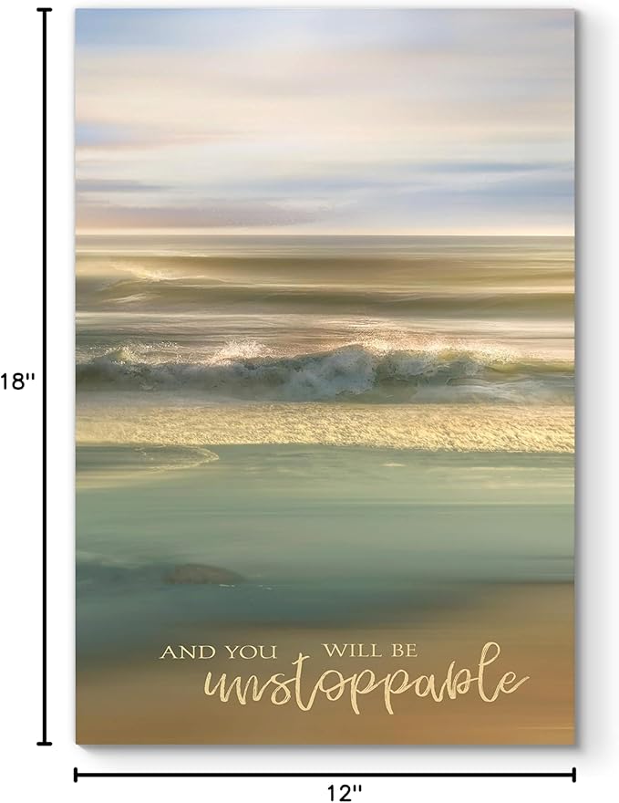 Renditions Gallery Canvas Nature Wall Art Modern Paintings & Prints Decor Glowing Ocean Beach Inspirational Romantic Wall Hanging Artwork for Bedroom Dining Office Kitchen - 12"x18" LT06