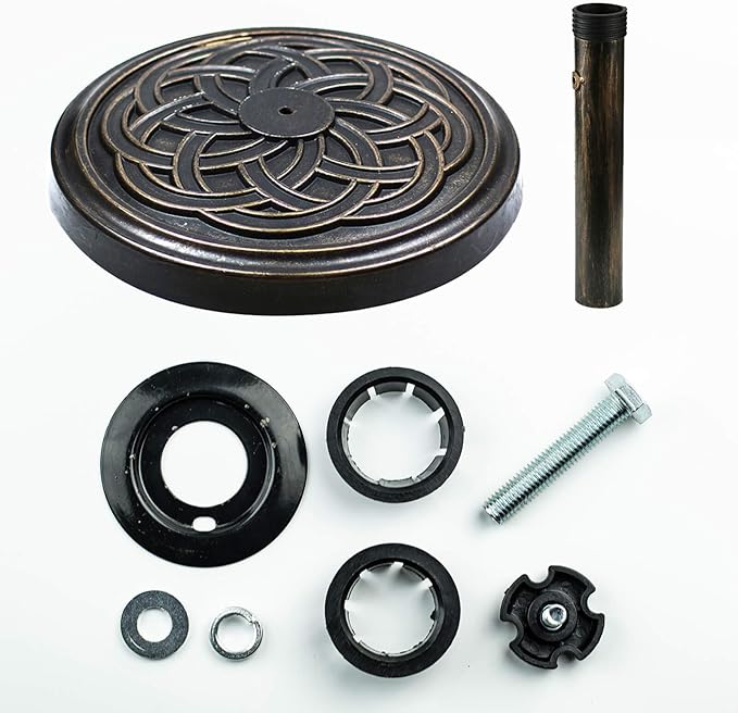 Orgrimmar Umbrella Base 26.5lbs Outdoor Living Heavy Duty Round Antiqued Patio Market Umbrella Base