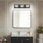 SOLFART LED Bathroom Vanity Light Fixtures： 3 Light Matte Black Modern Acrylic Bathroom Wall Lighting Fixtures Over Mirror Cool White 6000K