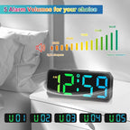 Peakeep Small Tiny Digital Alarm Clock Plug in for Kids Bedroom Bedside Nightstand, RGB Colorful Changing Large Display for Travel, Dimmable 6 Brightness, Corded Electric Battery Backup (Black - RGB)
