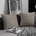 Tan Throw Pillow Cases 20x20: 2 Pack Inch Original Striped Velvet Square Decorative Pillow Covers for Farmhouse Couch