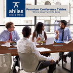 Sturdy Conference Table with Cable Management Grommets Modern Rectangle Office Meeting Table with Wood Tabletop and Metal Frame & Legs- Easy Assembly Boardroom Table (Mahogany, 8 Foot)