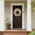 24 Inch White Floral Wreaths for Front Door - Spring Summer Decor with Artificial Eucalyptus, Boxwood & Grain Stems, All Season Farmhouse Wreath for Indoor Outdoor