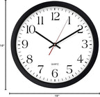 Bernhard Products Black Wall Clock 2 Pack, Silent Non Ticking - 16 Inch Extra Large Quality Quartz Battery Operated Round Easy to Read Home/Office/Business/Kitchen/Classroom/School Clocks