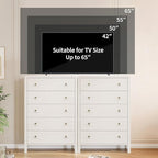 IDEALHOUSE Dresser for Bedroom with 5 Drawers, White Chest of Drawers with Storage, Tall Nightstand with Metal Handles, Side End Table, Accent Storage Cabinet for Living Room, Entryway