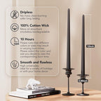 12-Inch Tall Dripless Taper Candles Set of 4 - Black Gray Tapered Candles, Perfect for Spring - Smokeless, Unscented, Long Burning - Hand Poured, Colored Tall Candlesticks - Dark Gray