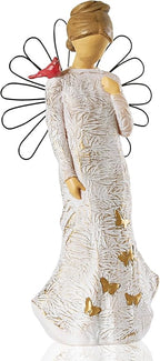 Sympathy Angel Figurines for Loss of Loved Ones Angel Statues Home Decor Serenity Prayer Gifts for Women Resin Sculpted Hand-Painted Figure Bereavement Gift Praying Hands Statue