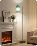 Dimmable Floor Lamp for Living Room with Remote and Foot Switch, Modern Standing, Corner Lamp,10W Bulb 3 Color Temperatures, for Bedroom, Office, Corner, ETL Listed, Black and Green J19LD05