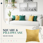 Pack of 6 Decorative Velvet Throw Pillow Covers Solid Square Soft Pillowcase Set Cushion Cases for Sofa Couch Bed Car Christmas Fall Home Decor 18 x 18 inch(Gold and Green)