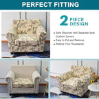KRFOONN 2 Piece Chair Covers Printed Sofa Covers Couch Covers Washable Armchair Sofa Couch Slipcover Furniture Protector with Elastic Bottom for Living Room (Armchair, 05), Small