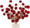 DuHouse 6pcs Artificial Flowers Faux Silk Pompon Mum,Silk Small Mini Chrysanthemum Ball with Stems for DIY Bouquets Centerpieces Vase Home Table Kitchen Decorations(Dark Red)
