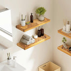 48" Rustic Farmhouse Floating Shelves – Set of 2 Acacia Wood Shelves for Stylish Wall Decor in Kitchen, Bathroom, and Office, Unique Chevron Pattern, 48x8x1.5 Inches - Set of 2 - DIY