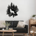 SIGNLEADER Metal Wall Art Decor Wolf and Pine Tree Minimalist Modern Abstract Wall Sculpture Hangings Home Decoration for Living Room, Bedroom, Bathroom, Kitchen, Outdoor - 18" Black