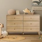 6 Drawer Dresser,47" Wide Mid Century Modern Chest of Drawers,Wooden Bedroom Drawer Dresser with 6 Storage Drawers for Bedroom,Living Room,with Anti-Tipping Device,Wood