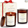 Holiday Candle Gift Set–2 Pack Wood Wick Cinnamon Apple Scented Candles,Long Lasting Natural Soy Wax Candles with Gift Boxes,Cozy Fall Aromatherapy Candle for Home Decor