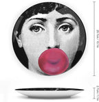Lina Cavalieri Plate, Wall Decorative Plate, Mysterious Face Plate Wall Hanging Decoration,Including Bracket and Special Spring Hook, 10inch, Style6
