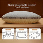 Memory Foam Pillows for Sleeping Adjustable Bamboo Blend Breathable Bed Pillow for Side, Back, and Stomach Sleepers Washable Pillow Cover Nocturne Queen Size 17x27IN