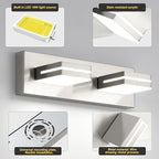 OKELI 2-Light Bathroom Vanity Light Fixture Brushed Nickel Modern Mirror Front Lamp for Bathroom, Stairs, Hallway Bedside Dimmable Cold White 24W ETL Listed, 350° Adjustable Lamp Head