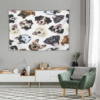 VUMIVI Dog-Head Tapestry Cartoon Pet Illustrations Cute Funny Animals Colorful Graffiti Tapestry Wall Hanging for Living Room Bedroom Dorm Classroom Aesthetic Decor W90xL60in