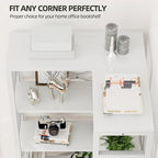 NUMENN 5 Tier Corner Bookshelf, Modern Corner Bookcase, Large Open Shelf Bookcase, Tall Bookshelves Storage Display Rack for Bedroom, Living Room and Home Office, White