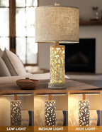 OYEARS Bedside Table Lamps Set of 2 with USB & Night Light, 22'' Dimmable Touch Lamps for Nightstand, Farmhouse Lamps for Bedroom Living Room Home Offce (Bulb Included)