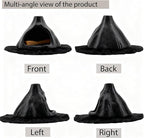 Ceramic Palo Santo Holder Burner,Incense Cone Holder,Mini Chiminea for Palo Santo Sticks and Sage Burner,with Handmade Heat Insulated Mat,Dust Brush,Metal Tweezer. (Black Volcano)