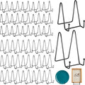 Hoteam 30 Pack Plate Stands for Display, 4 Inch Metal Frame Plate Holder Display Stand and 6 Inch Easel Rack for Pictures Photo Decorative Dish Collectibles Tabletop Art (Black)