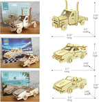 3D Wooden Puzzle - 6 Piece Set Wooden Car Brain Teaser Puzzle - DIY Assembly Car Building Model Kits - Wood STEM Toys Gifts for for Adults & Teens Birthday Gifts Christmas