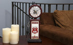 Lily's Home Old Fashioned Route 66 Gas Pump Mantle Clock, Silent-Non-Ticking with Quartz Movement, Makes an Ideal Gift for Antique Sign Collectors, Brown/Red (13 1/2" x 4 3/4")