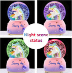 Unicorn Music Snowball, 3.94 Inch Automatic Snowfall Music Box, with LED Rainbow Snow Lights, Birthday, Christmas, Ideal Gift for Girls